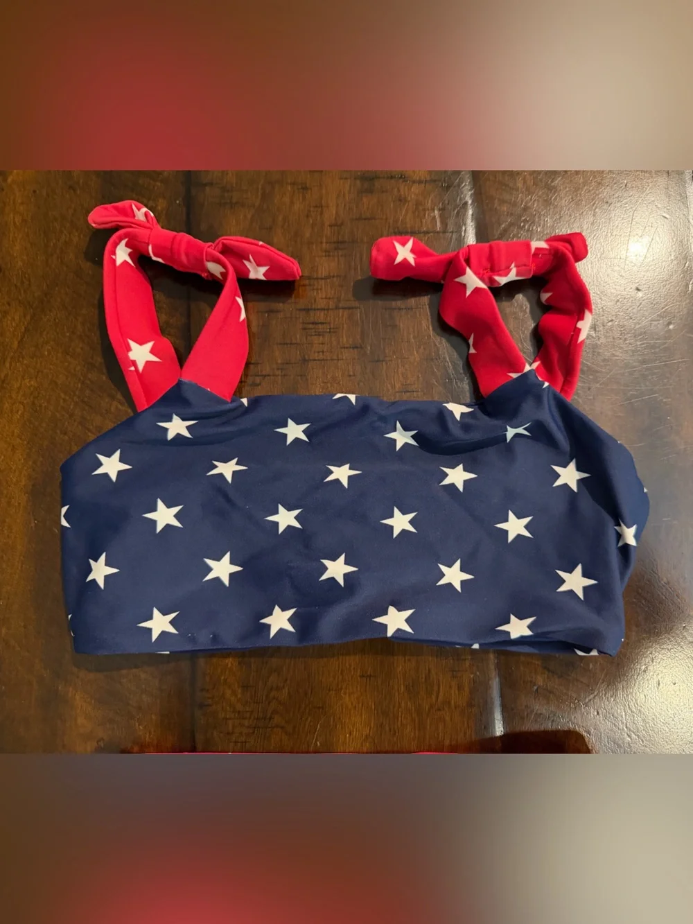 Beach Riot Kids Star-Print Bikini in Navy, Red, and White size 9/10